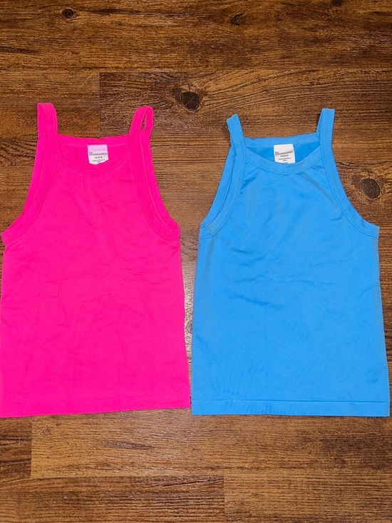 No Boundaries Tops - No Boundaries Vibrant Pink & Blue Y2K Fitted Nylon Spandex Tank Tops Size XS 0-2
